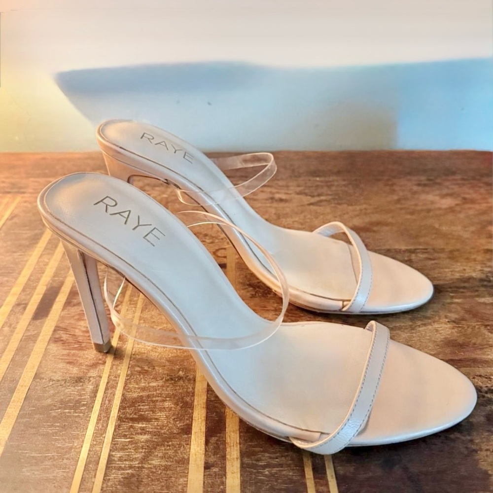 RAYE Tan Heeled Mules with Stiletto Heel